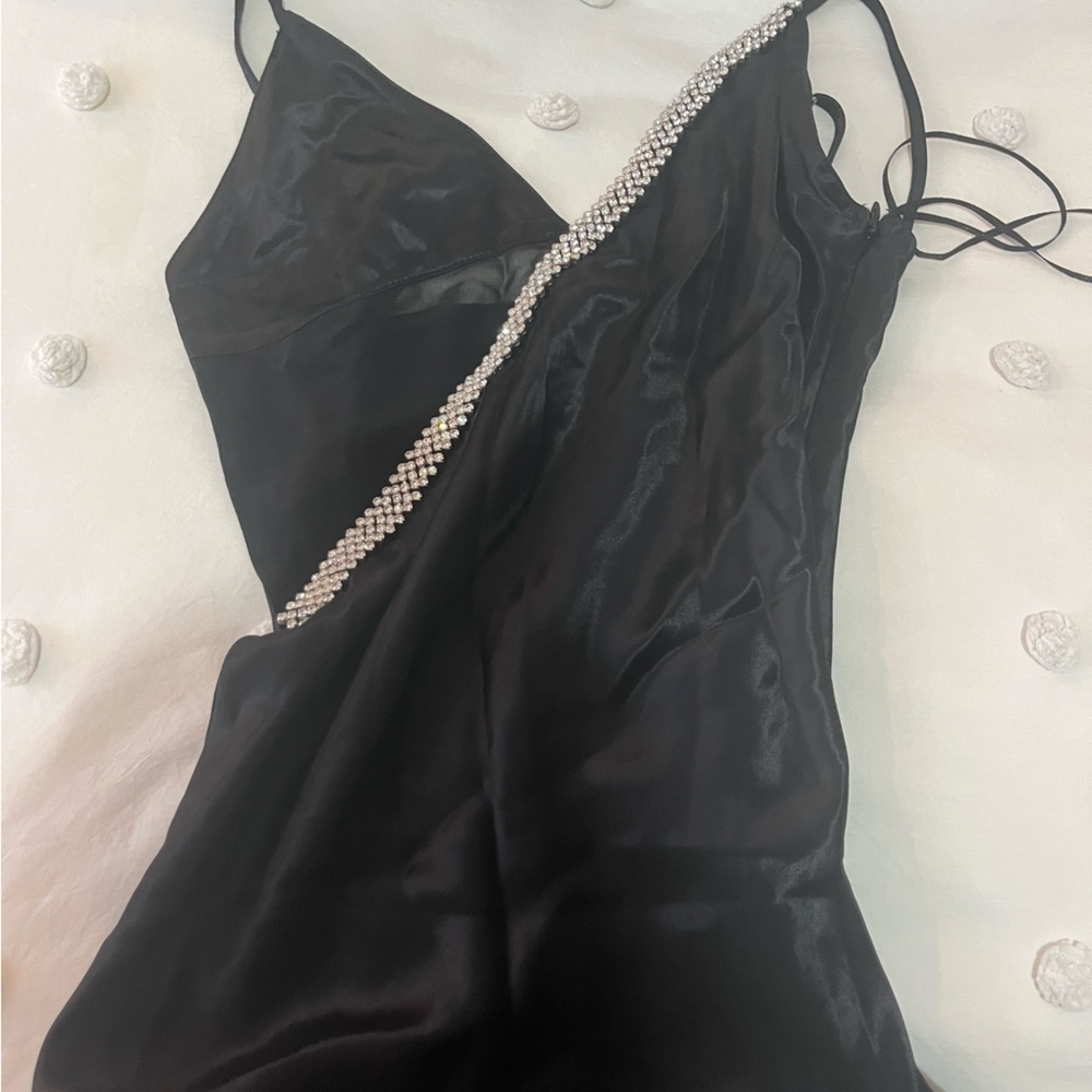 Zara silk slip dress with glitter detailing and mesh cut out